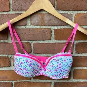 Bintimates Floral Pink Lace Trim Push-up Bra